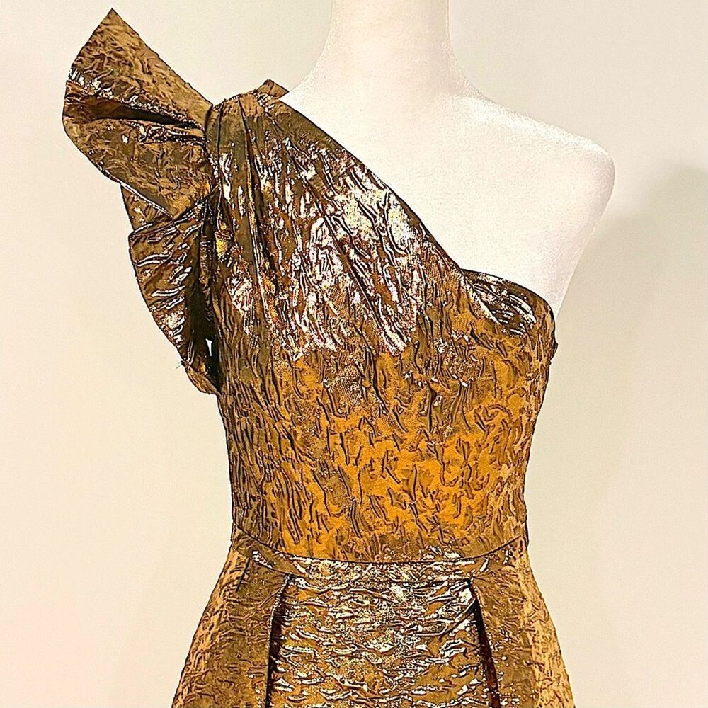 Antonio Melani Bridgett One Shoulder Metallic A-Line Evening Gown Dress Sz 2 NWT - Picture 8 of 16